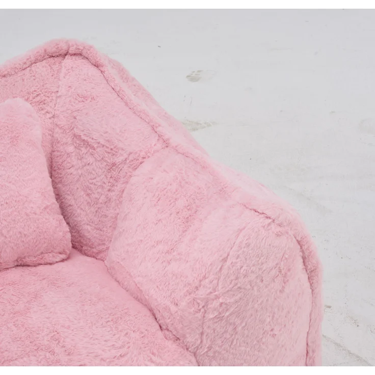 Riesiger Sitzsack mit Kissen, bequemer großer Sitzsack für Erwachsene und Kinder, Kunstfell-Bodensofa für Wohnzimmer, Schlafzimmer und Wohnung, Rosa – 123 x 97 x 73 cm – YOUDENOVA – Bild 9