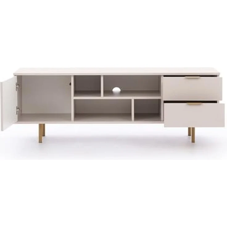 Lomadox Wohnzimmer-Set NADOR-132, (Mega-Spar-Set, 5-St, 5-tlg), inkl. Couchtisch, Kaschmir mit goldfarbenen Metallgriffen und -füßen – Bild 3