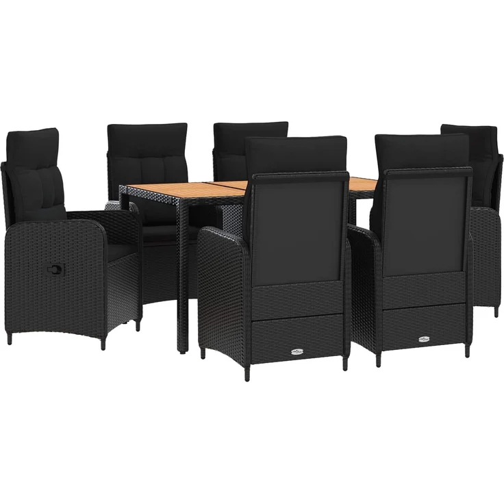 vidaXL Outdoortisch-Set 7 stk. Schwarz 150 x 90 x 75 cm 3422269 – Bild 2