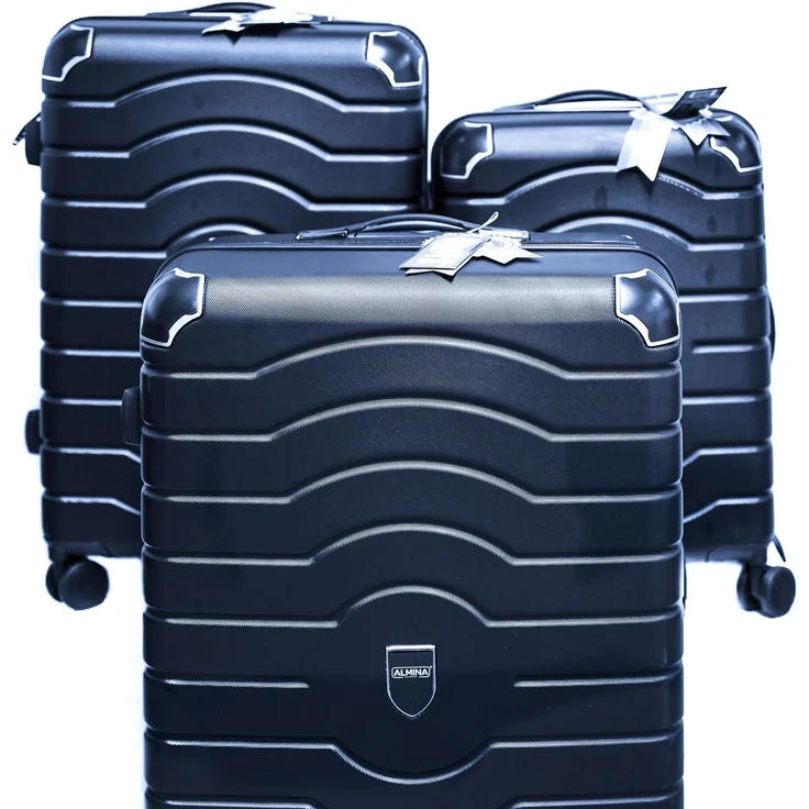 3 Tlg. Reisekoffer- Set mit 4 Räder 360° drehbar, Hartschale mit Kantenschutz Blau – Bild 1