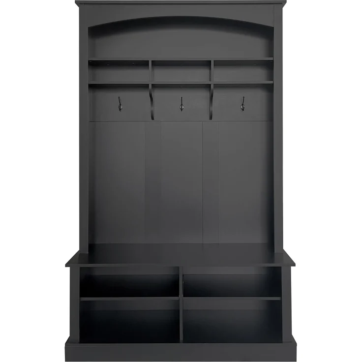 Garderobe mit Sitzbank 120x40x190 cm – Schuhablagen und verstellbare Einlegeböden, Schwarz – Bild 6