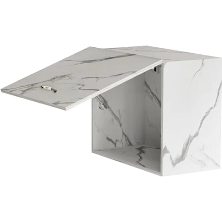 Shally Dogan Hängeschrank für die Küche, Deckenschrank, Holzschrank, Mehrzweckschrank zur Wandmontage, geräumig, Maße 60 x 32 x 49 H cm (Marmor) – Bild 5