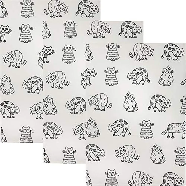 Kracht Geschirrtuch Geschirrtuch "Katzenreihe" 3er-Pack, Halbleinen Motiv