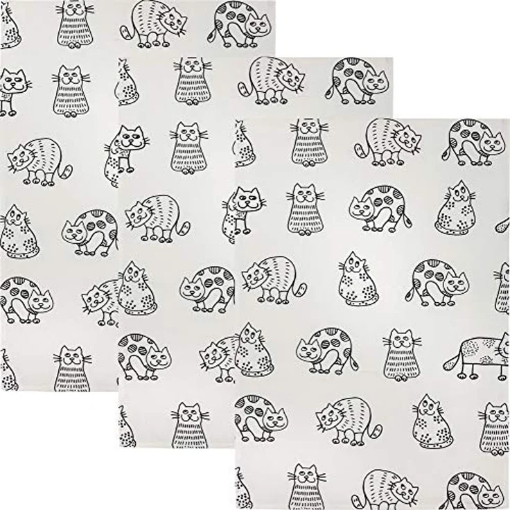 Kracht Geschirrtuch Geschirrtuch "Katzenreihe" 3er-Pack, Halbleinen Motiv – Bild 1