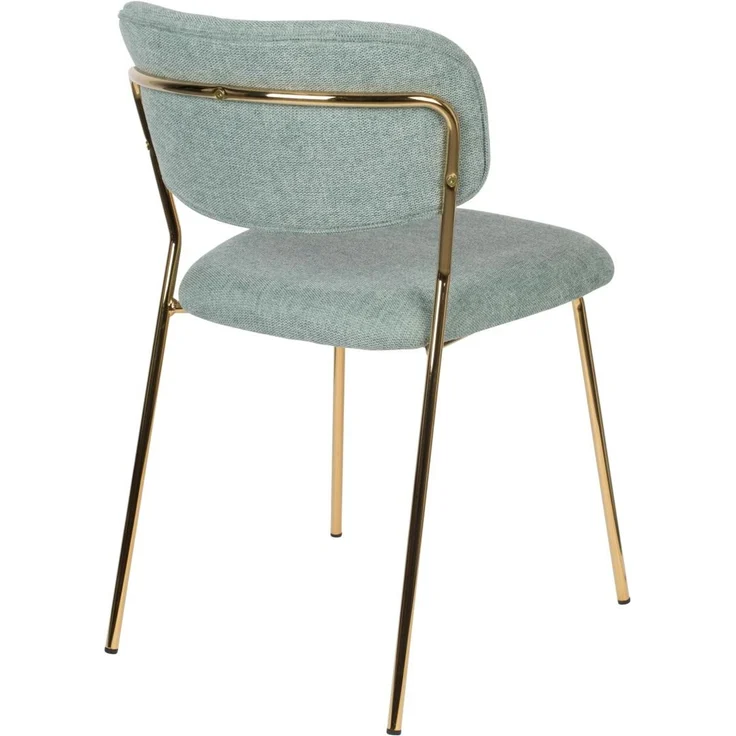 Esszimmerstuhl Jolien im 2er-Set, gepolsterter Stoffbezug in Grün, goldenes Metallgestell, für Wohn- und Esszimmer – Bild 4
