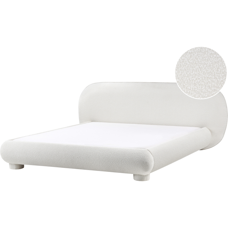 Bett mit Lattenrost Bouclé BAYEL 180x200 cm Cremeweiß