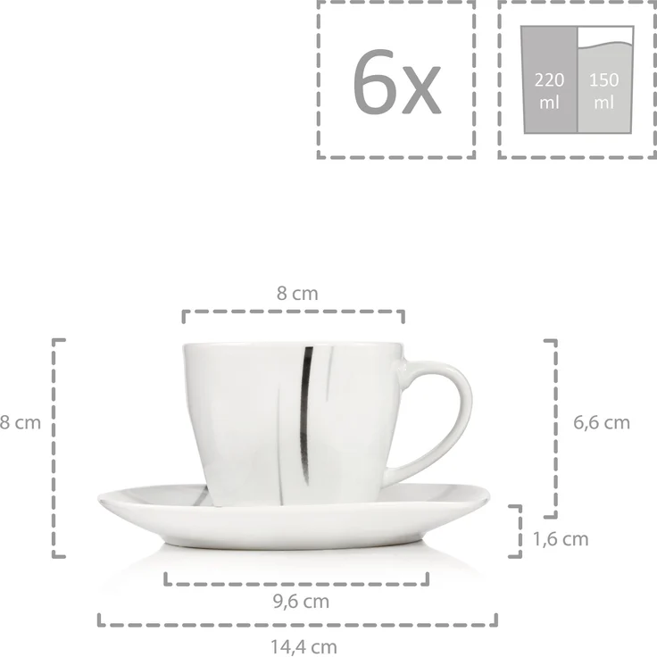 SÄNGER Kaffeeservice Bilgola Black Lines 12 teilig für 6 Personen – Bild 2