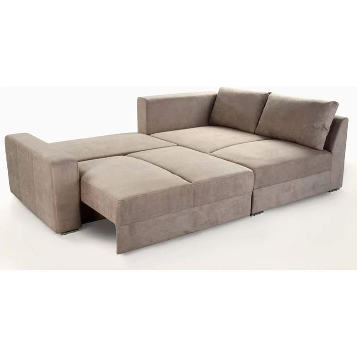Ecksofa-Dauerschläfer Federkern Topper Bettkasten Schlafcouch in Hellbraun – Bild 4