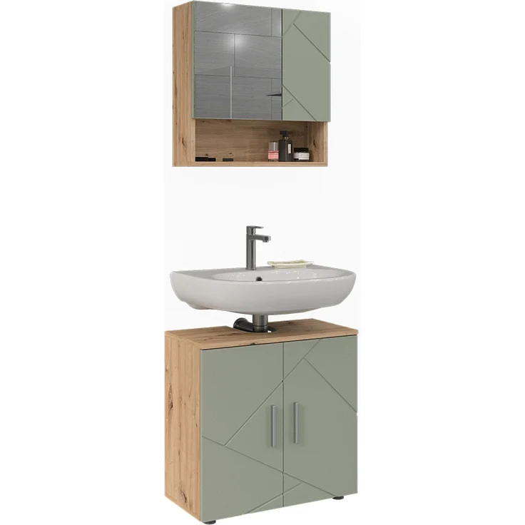 Badmöbel-Set Irma Salbeigrün 2 Teile Vicco – Bild 5
