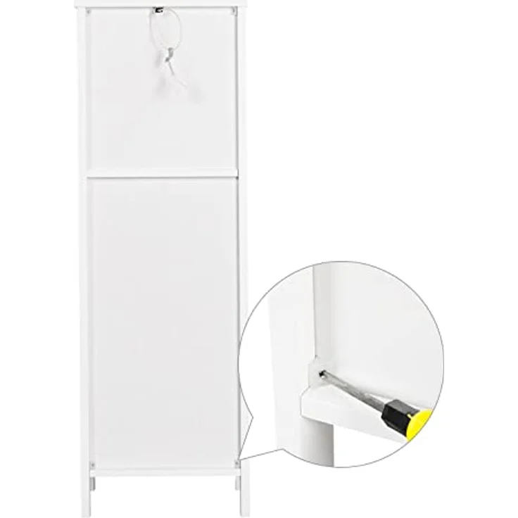 Yaheetech Badschrank, Badkommode, lackiertes Badregal weiß, Badezimmer Schrank mit abnehmbaren Schubladen, Nachtkommode, Eckkommode, 30 x 30 x 89 cm LBH – Bild 7