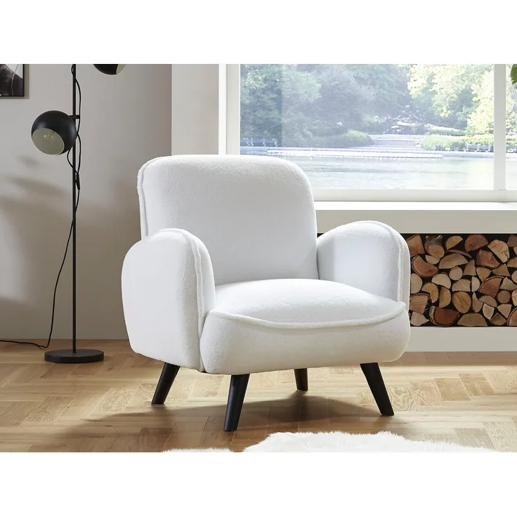 Atlantic Home Collection BEN Sessel, Stoff, 4 Schaffellimitat weiß, 1 Armlehnensessel