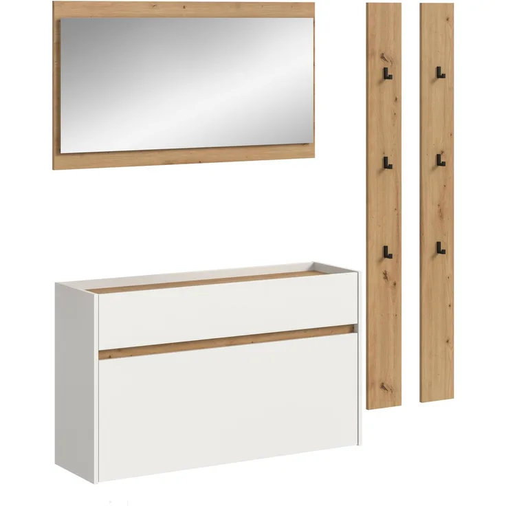 Garderobenkombination B/H/T: 192x172x32 cm in weiß Nachbildung und Artisan Oak Nachbildung