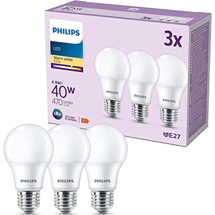 Philips LED classic Lampe 40W E27 Warmweiß 470lm matt 3er P – Bild 2