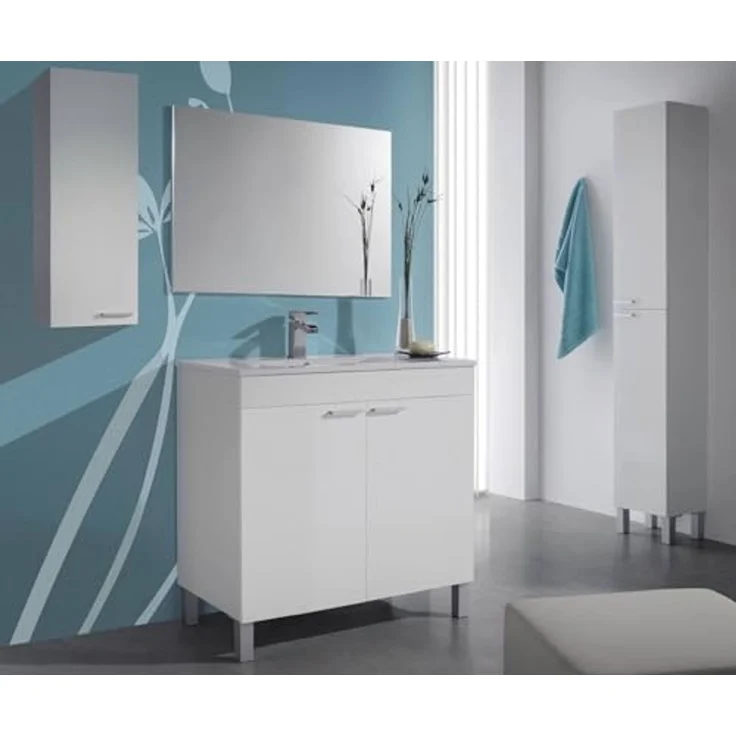 Dmora - Torrance Wandschrank, Badezimmersäulenschrank mit 1 Tür, Hängewandschrank mit 1 Regal, 30x25h85 cm, Glanzweiß – Bild 6