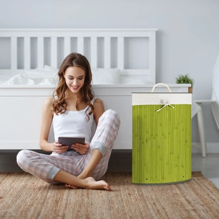 Eckwäschekorb Bambus – Bild 2