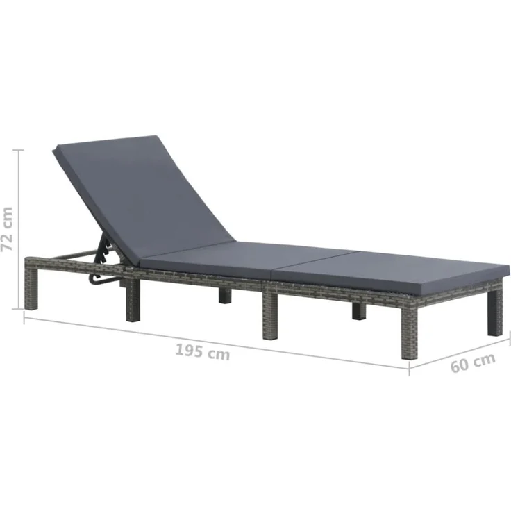 vidaXL Sonnenliege mit Auflage Poly Rattan Anthrazit 47752 – Bild 4