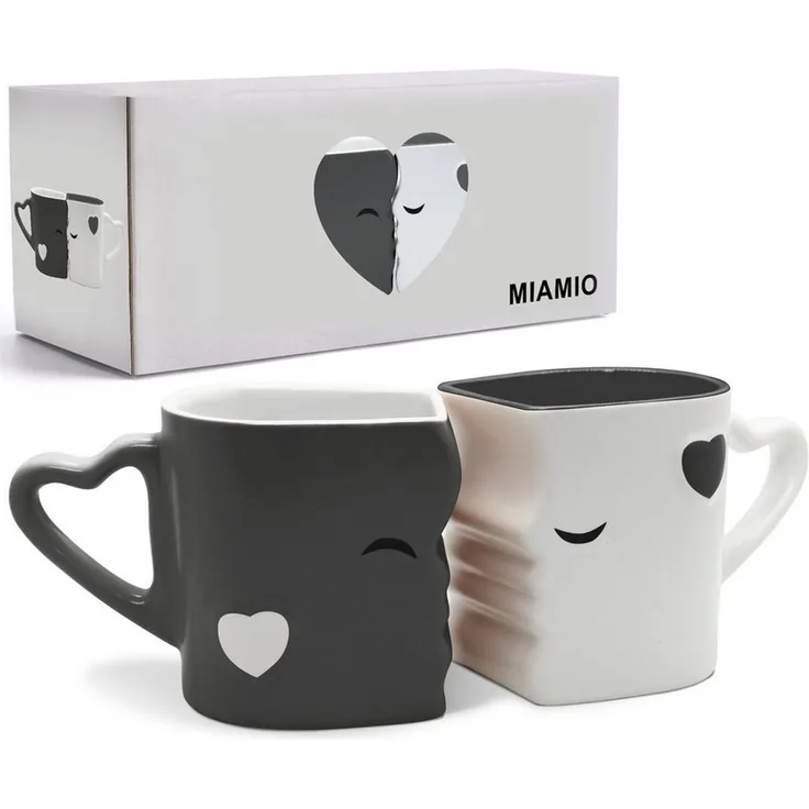 MiaMio Kaffeeservice Küssende Tassen Geschenk Set, Kaffeetassen«, Keramik (2-tlg)