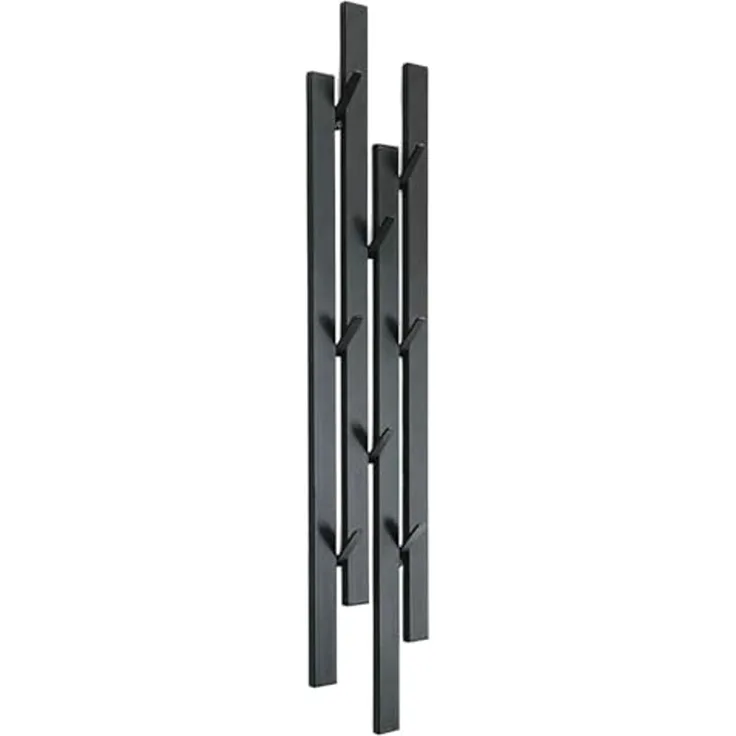 DanDiBo Garderobe Wand Schwarz Metall 96612 Wandgarderobe mit 8 Haken Schmal Flurgarderobe Modern Hakenleiste Garderobenhaken