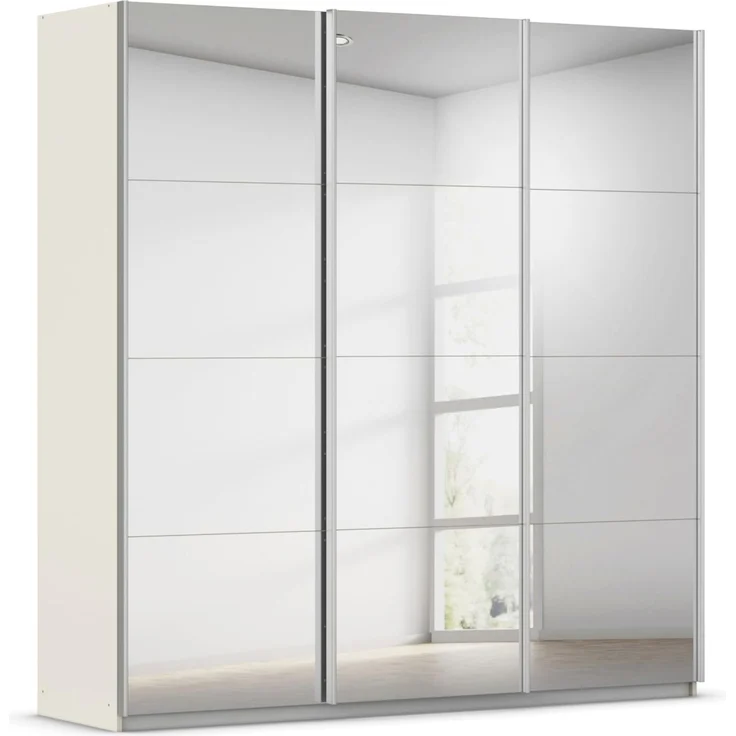 Rauch Möbel KULMBACH, Schwebetürenschrank, Farbe Beige, Breite 203 cm | Kleiderschrank mit Schwebetüren, Schiebetüren, 3-türig, mit Spiegel, Zubehör Classic, Schlafzimmer, Jugendzimmer, Garderobe