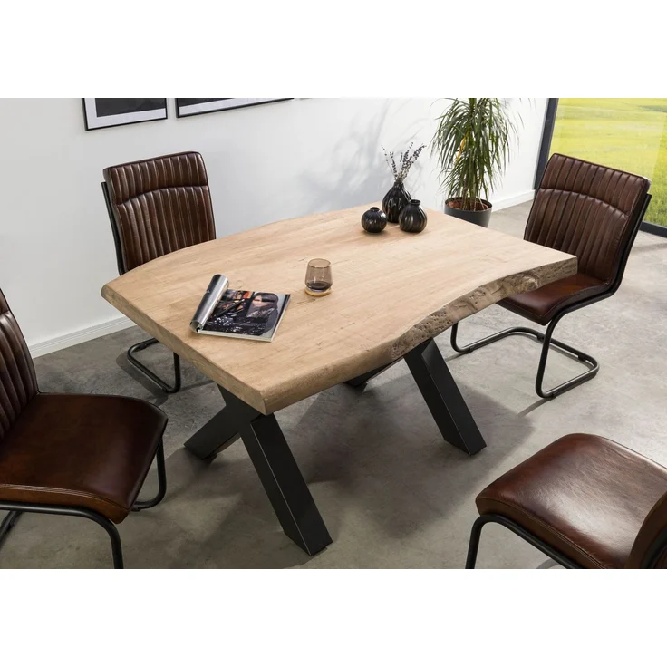Baumtisch Mango 160x90x77 beige lackiert / X-Beine anthrazit matt FREEFORM 5 – Bild 2