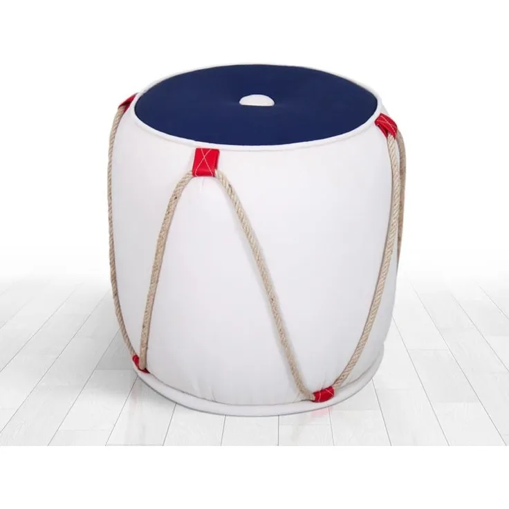 Hanah Home 'Fora v3 - Blue, White' Pouffe, Blau / Weiß, 42 x 44 x 42 cm