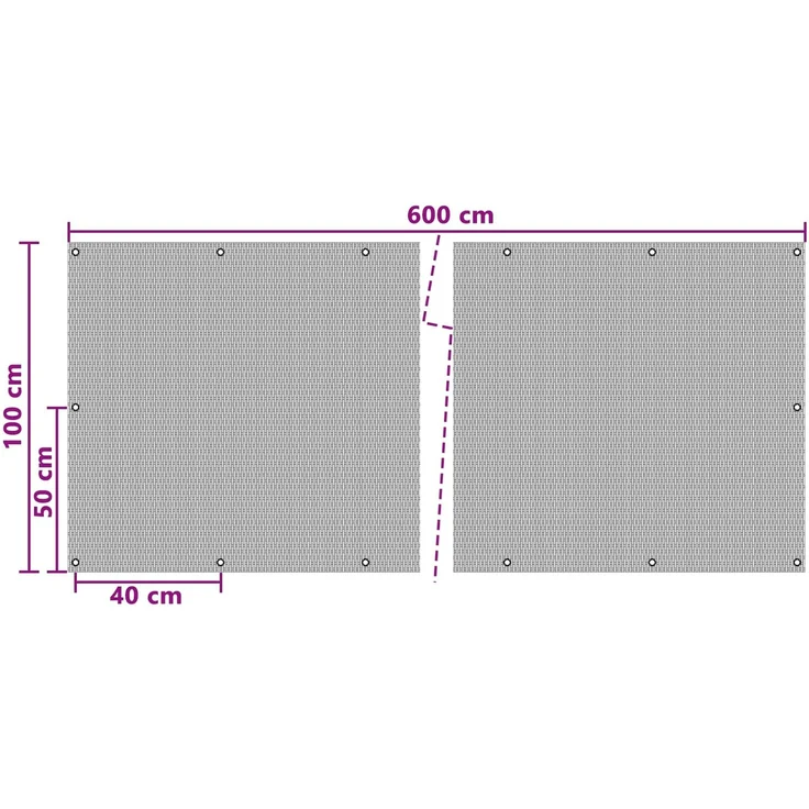 vidaXL Balkonsichtschutz mit Ösen 600 x 100 cm Poly-Rattan Schwarz 42032657 – Bild 5