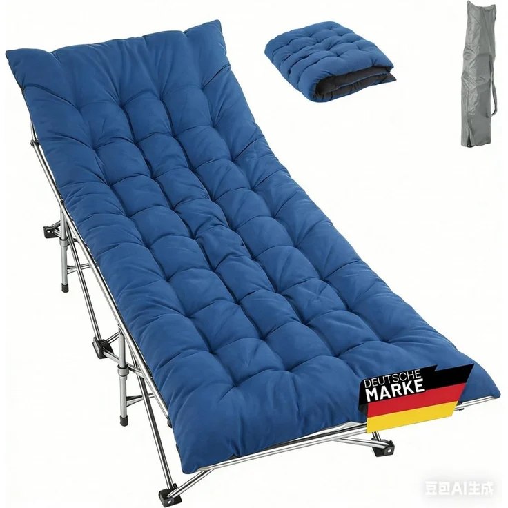kehot Klappbett Campingbett Feldbett Klappbar 188x64x49 cm, mit 4 cm Polsterauflage (Faltbare Relaxliege aus Oxford-Gewebe,stabilem Stahlgeerüst,Tragetasche, Verstellbare Rückenlehne, Einfach zu Montieren, bis 250 kg belastbar) geeignet für Outdoor, Ga... – Bild 5
