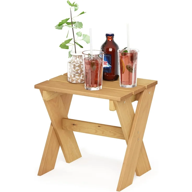 Furinno Tioman Outdoor-Beistelltisch aus Hartholz, Blumenständer, Kiefernholz – Bild 4