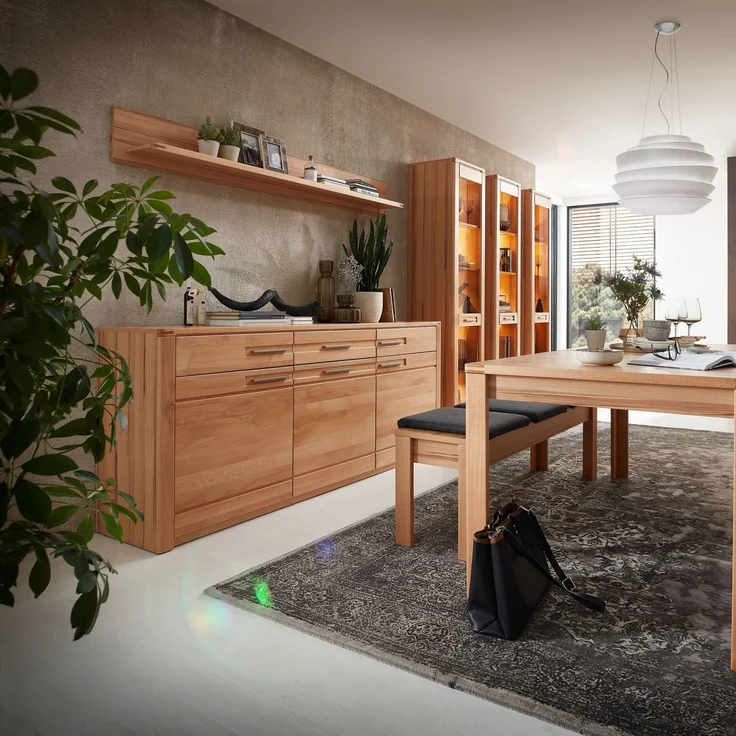 Sideboard >Nature One< 3 Türen, 3 Schübe, FSC, in Kernbuche teilmassiv - 190x86x45cm (B/H/T) – Bild 9