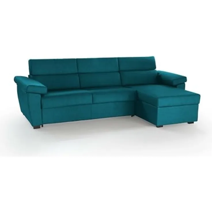 Talamo Italia - Sofa mit Halbinsel Vincenza, Ecksofa für Wohnzimmer, gepolstert, Abnehmbarer Bezug, 100% Made in Italy-Qualität, 285x160 h100 cm, Hellblau