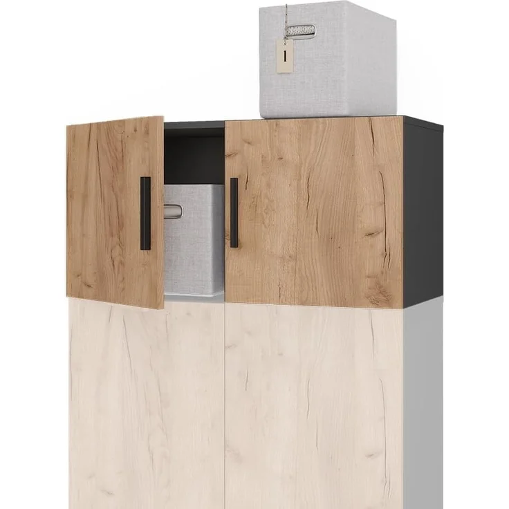 Aufsatzmodul Ingo Anthrazit/Goldkraft Eiche 80 x 40 cm mit 2 Türen Vicco – Bild 5