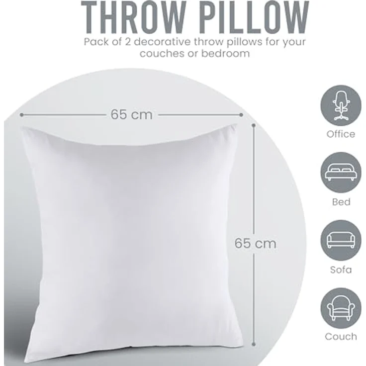 Utopia Bedding 2er Set Kissenfüllung 65x65 cm, Innenkissen Füllkissen Kopfkissen Sofakissen (Weiß) – Bild 3