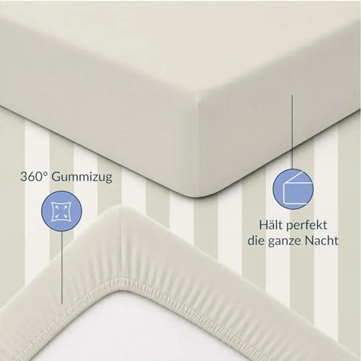Twinzen Spannbettlaken 90x200cm / 90x190cm, 100% Jersey Baumwolle, Beige, Oeko-Tex zertifiziert, atmungsaktiv und pflegeleicht – Bild 5