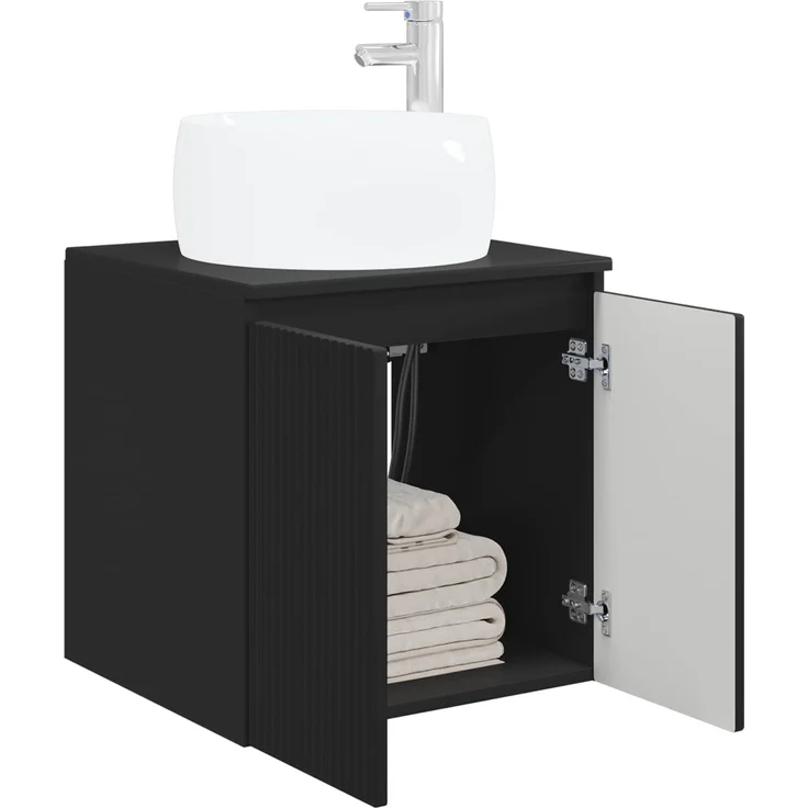 vidaXL Wandmontierter Waschbeckenunterschrank Schwarz 890453 – Bild 3
