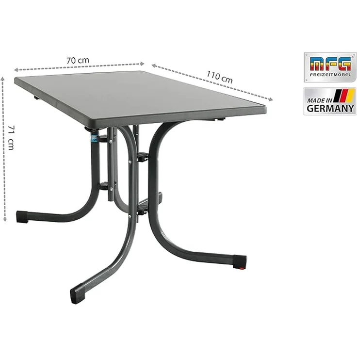 MFG Boulevard-Klapptisch mit wetterfester Melamin-Platte, MDF anthrazit, 110x70 cm – Bild 3