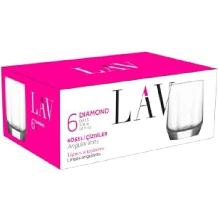 LAV Diamond Trinkgläser 310 ml - stilvoller Diamant-Look im 6er-Set – Bild 5