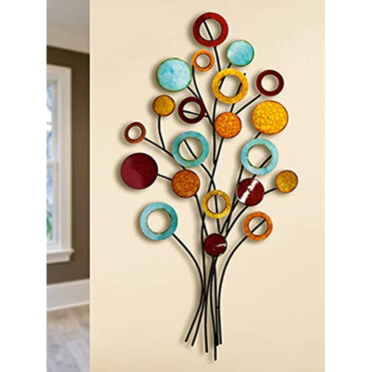 GILDE Wanddeko Metallbild Baum, 3D Wandbild in Schwarz-Rot-Gelb, 97 x 51 cm, moderne Deko für Wohnzimmer und Büro – Bild 2