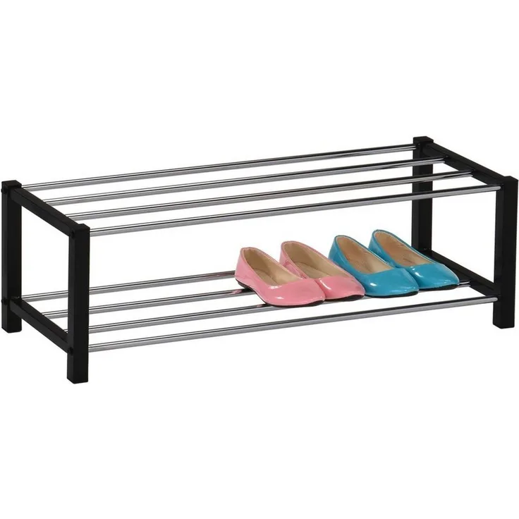 IDIMEX Schuhregal DUBLIN, Schuhständer mit 2 Ablagen 90cm breit Schuhaufbewahrung Metall schwarz