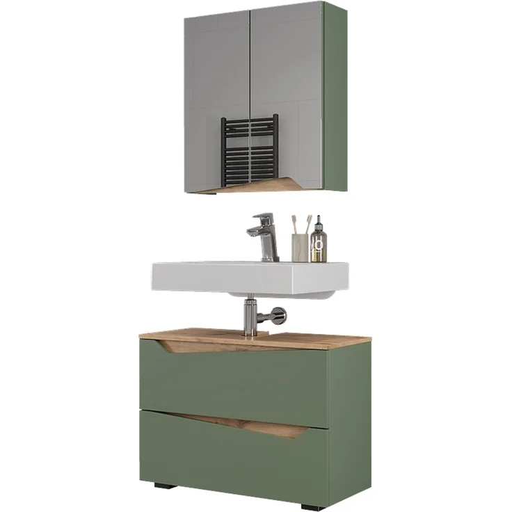 Badmöbel-Set Marelle Grün/Artisan-Eiche 2-teilig Vicco – Bild 6