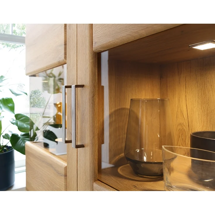 Wohn-/Esszimmer Highboard mit Beleuchtung, Grandson Eiche Nb. CARIATI-129, B/H/T ca. 101,9/133/37,4 cm – Bild 2