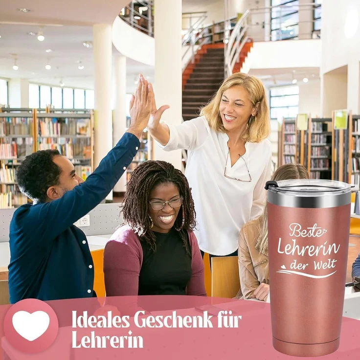 Livole Beste Lehrerin der Welt Thermobecher 600ml Roségold – Bild 4
