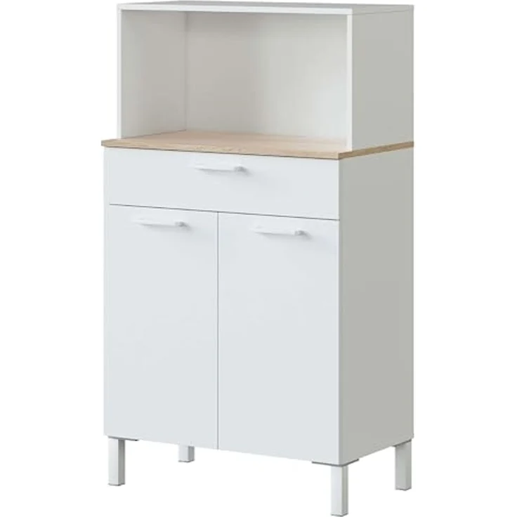 Habitdesign Sideboard, Melamin, Rückseite aus MDF, Scharniere und Schienen aus Metall, Griffe aus ABS, Beine aus Aluminium, Kanten aus PVC, 2 Türen, Medio – Bild 1