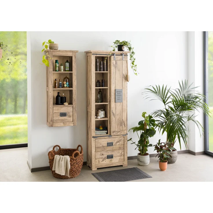Schrank Mango 70x35x195 whitewash lackiert RAILWAY #384 – Bild 2
