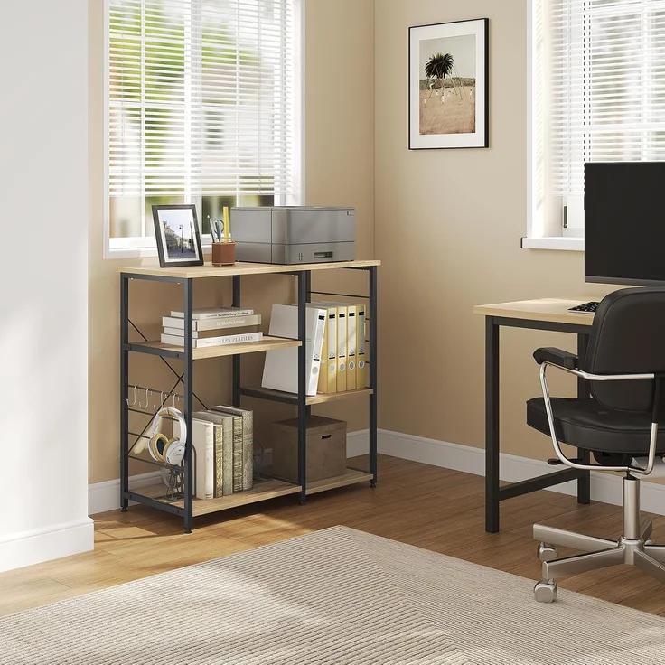 Woltu Küchenregal, 1-tlg, Standregal aus Metall & Holz mit 5 Ablageflächen – Bild 7