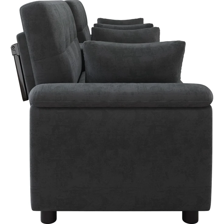 ZUBALIYA Schlafsofa 102x54.5 cm, mit Stauraum, mit Ausziehbett, mit Chenille - Bezug, mit breiten Armlehnen, Dunkelgrau – Bild 20