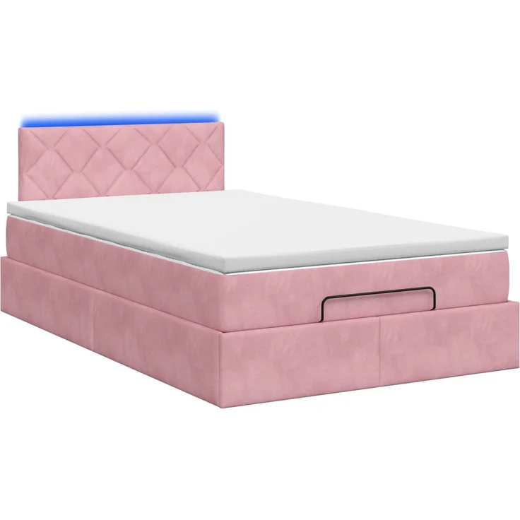 vidaXL Ottoman-Bett mit Matratze und LED Rosa 120 x 200 cm Samt 3457208 – Bild 9