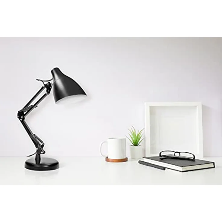 Virone DIAN Schreibtischlampe E27, flexible Tischleuchte mit stabilem Metallrahmen und 110 cm Kabel, schwarz – Bild 2