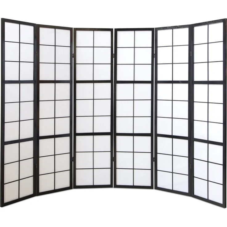 6fach Paravents Paravent Raumteiler Shoji schwarz – Bild 4