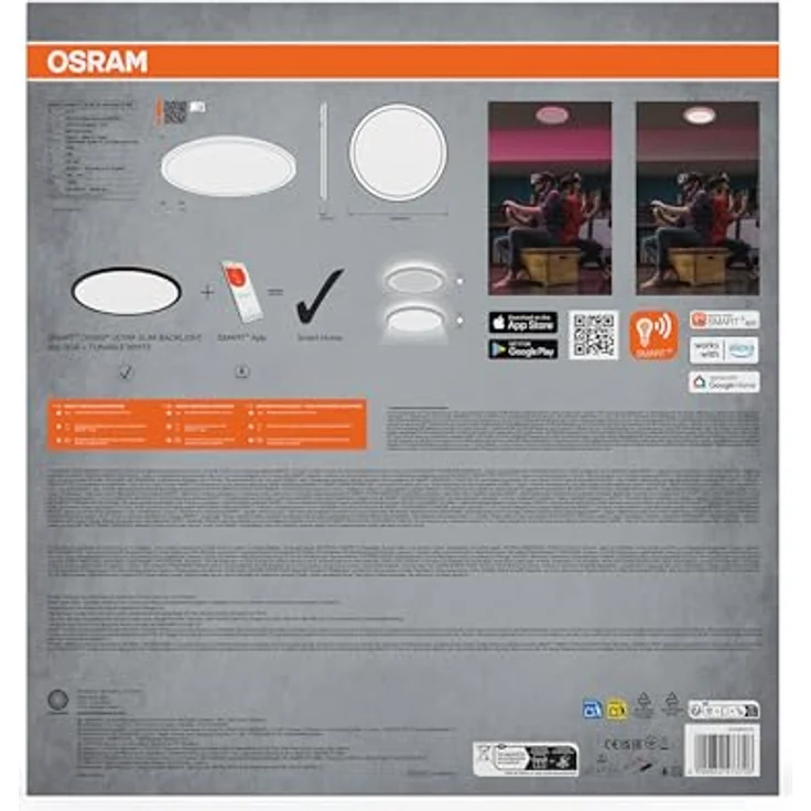 Osram SMART+ WiFi Orbis Ultra Slim LED Panelleuchte 400mm Schwarz, 25W, 1870lm, RGB+TW 2700-6500K, Alexafähig – Bild 4