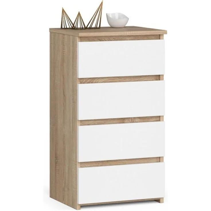 Home Collective Kommode 40 cm breit Holz Highboard Sideboard für Flur Schlafzimmer Wohnzimmer (Mehrzweckschrank Schrank schmal Kommode Schlafzimmer mit Schubladen), Kinderzimmer Organizer, 73 cm hoch mit 4 Schubladen sonoma Eiche-weiß – Bild 4